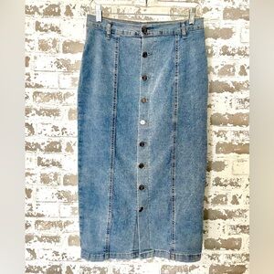 HG Denim Button-Down Midi skirt medium tone full-button size 7